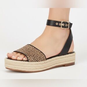 Vince Camuto Kathalia Sandals
Espadrille Cow Hair Cheetah
Black Leather Size 8